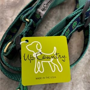 Up Country navy and Green Shamrock Dog harness and lead. Brass